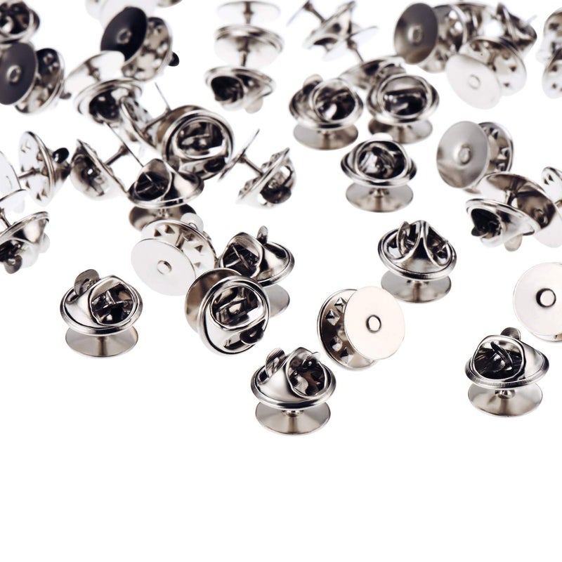 Canomo 50 Pairs Butterfly Clutch Tie Tacks Brass Pin Backs Blank Pin Keepers with 10mm Blank Pins(Silver) - Image 5